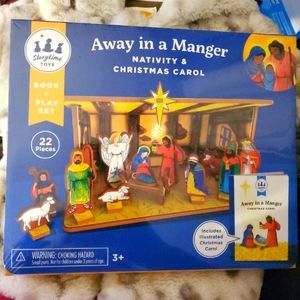 Act out the traditional Nativity story at home while reading “Away In a Manger”